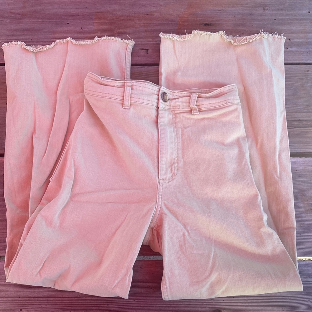 Billabong high waist full leg lime green pants size 26